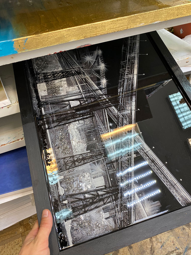 Принт + авторская текстура + эпоксидка №1