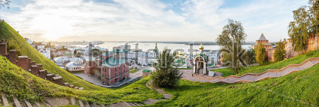 Картина Красивая панорама Нижнего Новгорода с видом на Кремль и Собор Иоанна Предтечи 