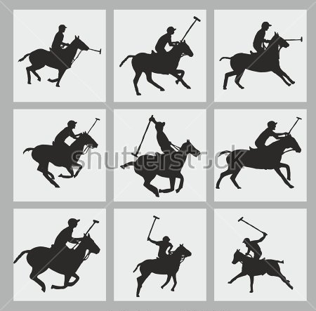 Картина маслом Набор силуэтов игроков конного поло 