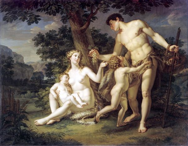 Постер Адам и Ева с детьми под деревом (Adam and Eve with their children under a tree) Иванов Андрей