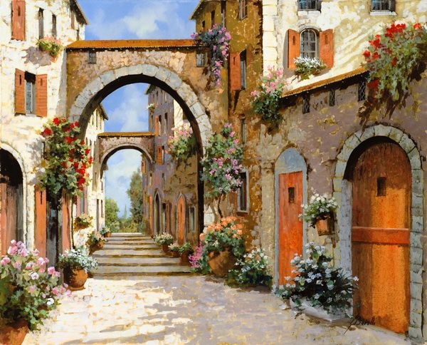 Картина Итальянская улочка с арками Борелли Гвидо