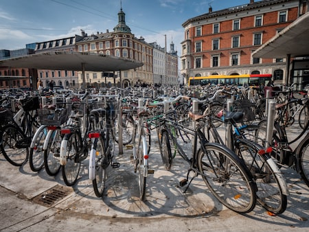 Постер Велосипедная парковка в центре Копенгагена (Дания)  