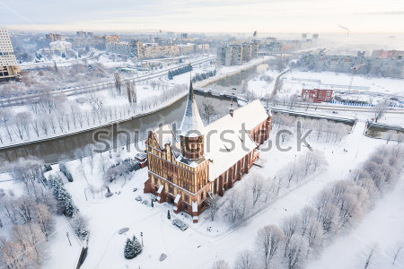 Картина Красивый зимний пейзаж с видом на Кафедральный Собор Калининграда 