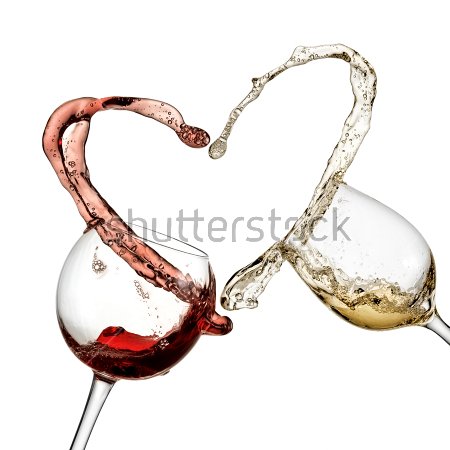 Постер Сердце из всплесков бокалов красного и белого вина  