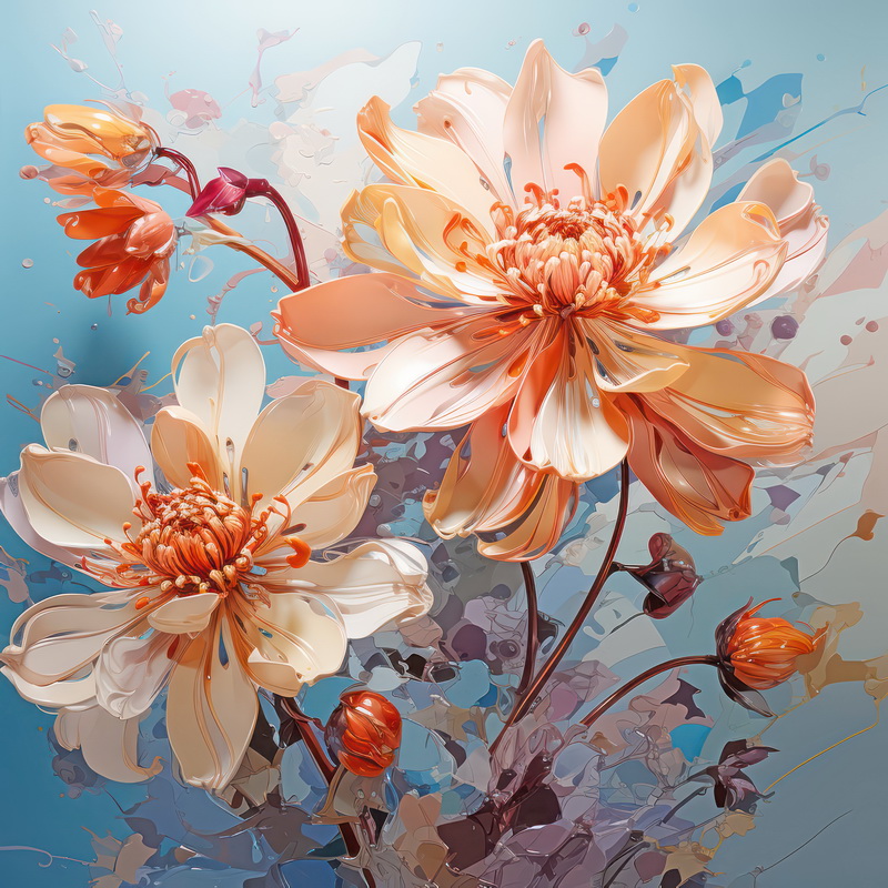 Купить картину Стилизованные цветы №1 на стену от 530 руб. в DasArt