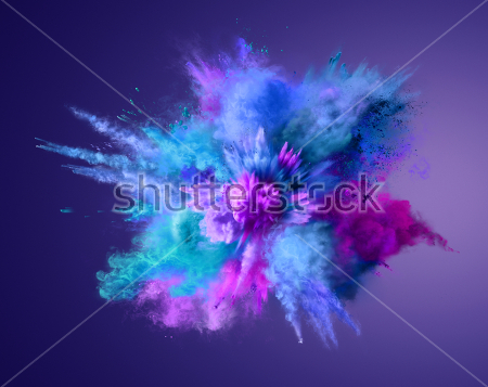 Картина Яркий сине-фиолетовый взрыв на тёмном фоне 