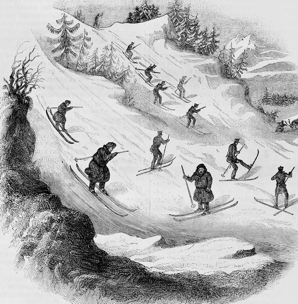 Картина Люди катаются на лыжах (People skiing) 