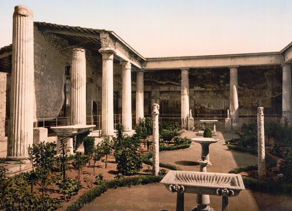 Картина маслом "Историческая серия 1890-1900 гг. ""Фотографии Италии"" - Peristyle of the House of Vetti, Pompeii" 