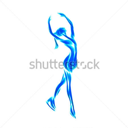 Картина Изящный сине-голубой силуэт грациозной фигуристки на льду 