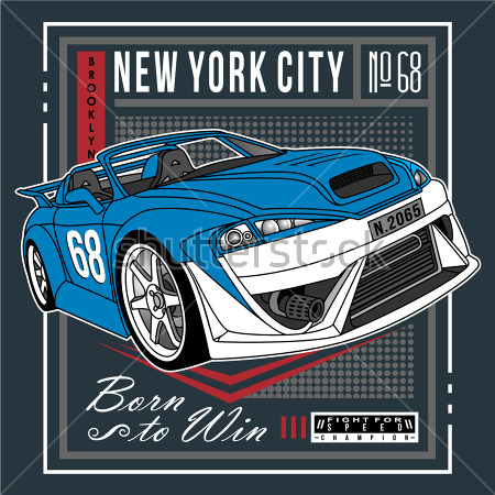 Постер Яркий плакат с гоночным автомобилем   