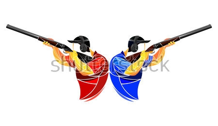 Картина Красочная иллюстрация с двумя стрелками, стоящими спина к спине 
