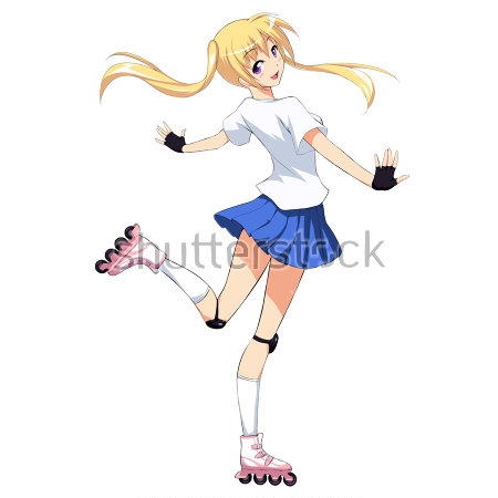 Картина Счастливая девушка на роликовых коньках 
