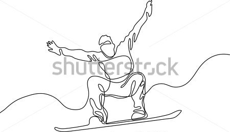Картина маслом Иллюстрация прыжка сноубордиста, нарисованная непрерывной линией 