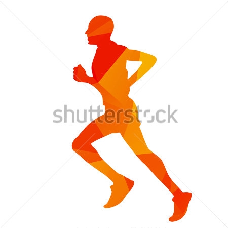 Картина Оранжевый силуэт бегущего человека 