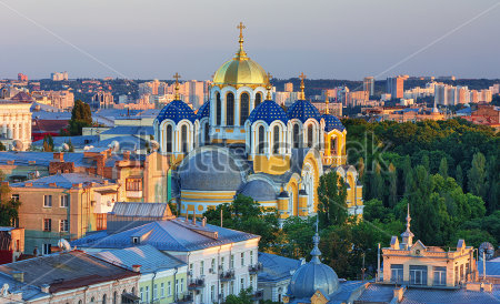 Картина Красивая панорама Киева с видом на Владимирский собор 