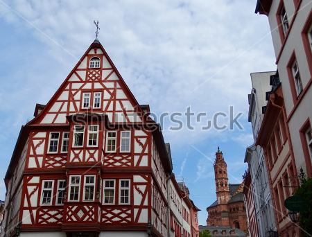 Картина Красивая архитектура старинных улиц в Майнце 