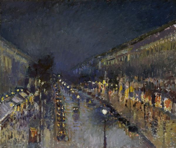 Постер Бульвар Монмартр ночью (The Boulevard Montmartre at Night) Писсарро Камиль