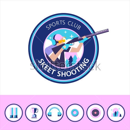 Постер Красочная эмблема спортивного клуба по стрельбе из пневматического ружья со стрелком в круге   