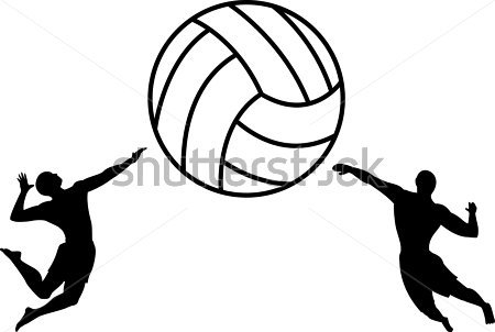 Картина Эмблема пляжного волейбола с мячом и силуэтами двух игроков 