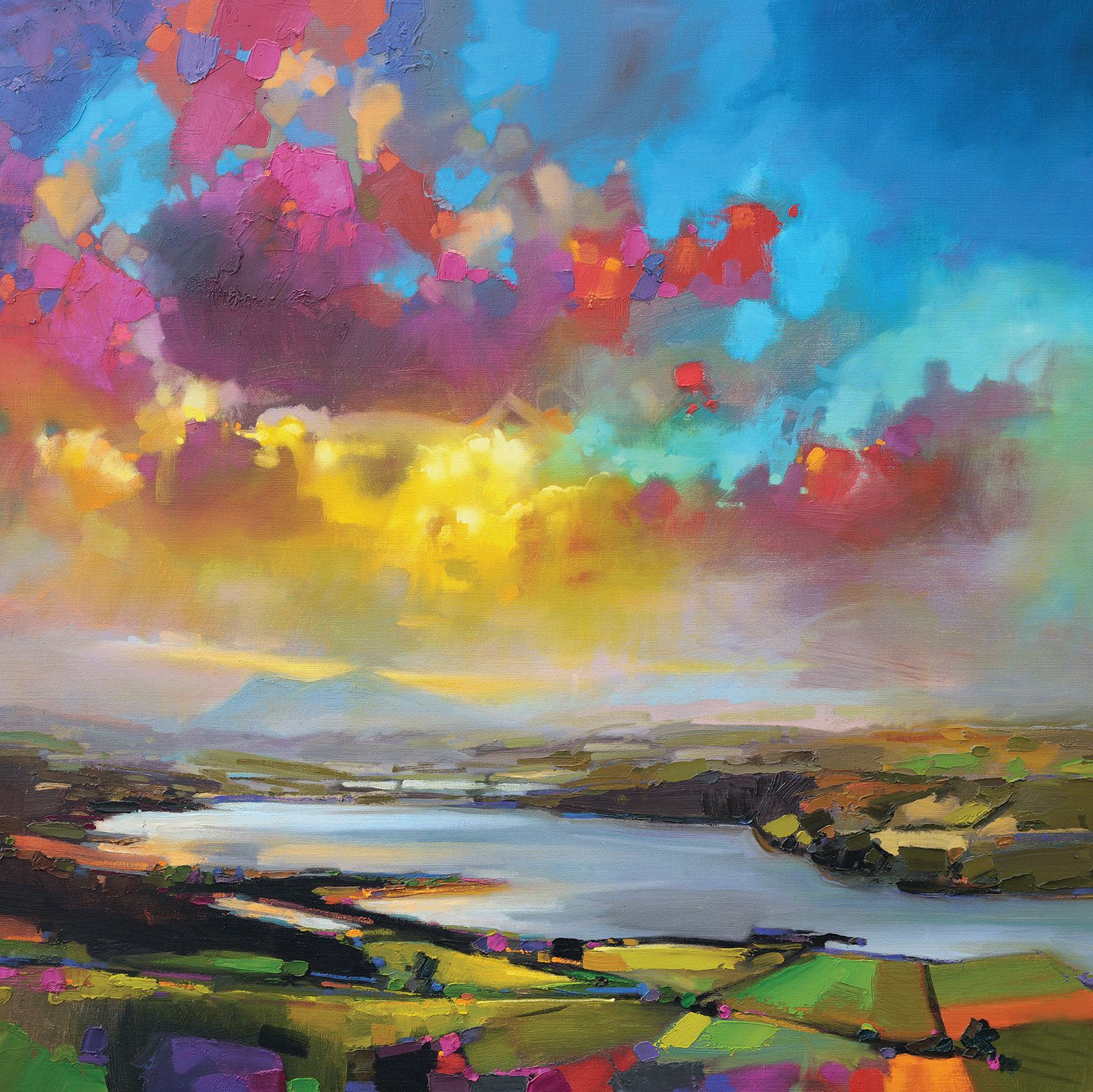Картина Цветное небо над рекой 