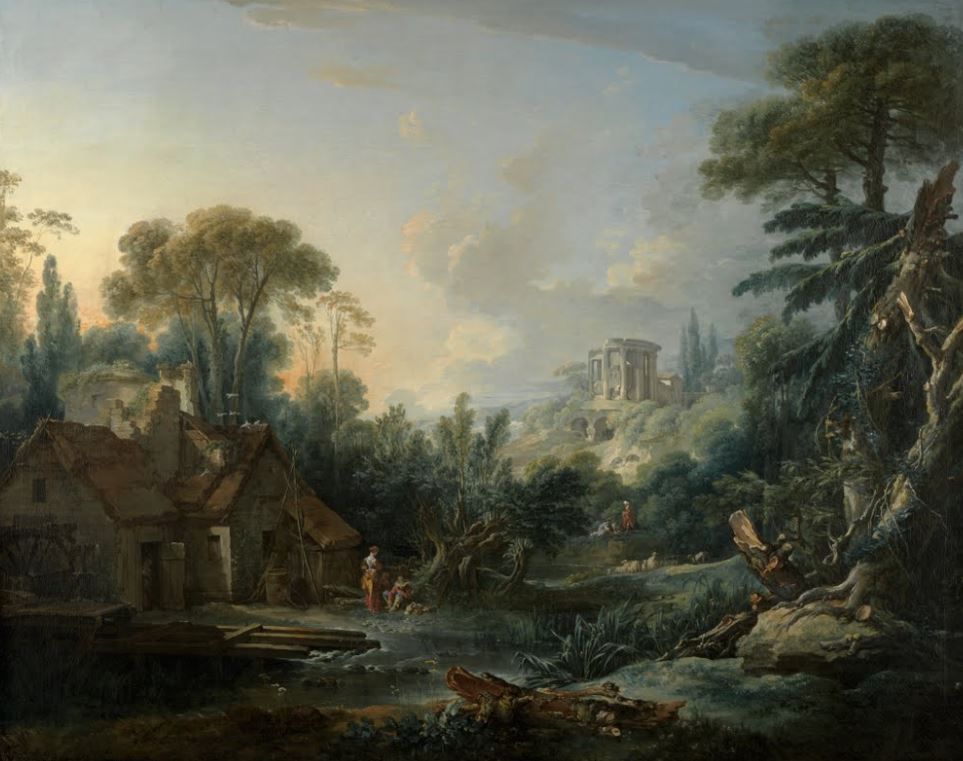 Картина Пейзаж с водяной мельницей (1740) Буше Франсуа