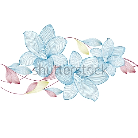 Картина Гирлянда из цветов лилии в нежных пастельных тонах 