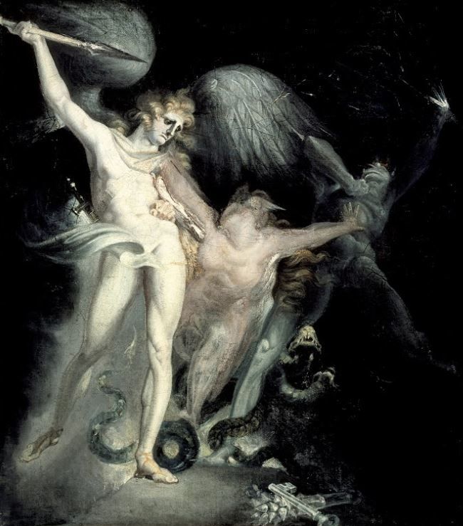 Картина Сатана и смерть с грехом (1799-1800) (Satan and Death with Sin Intervening) Фюссли Иоганн Генрих