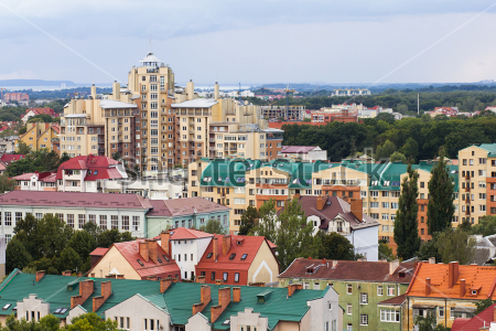 Картина Панорама Калининграда с разноцветными крышами домов 
