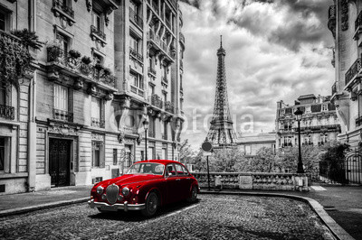 Картина маслом Художественный Париж, Франция. Ретро автомобиль 