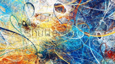 Картина Яркая динамичная композиция с иллюзией движения фрактальных линий 