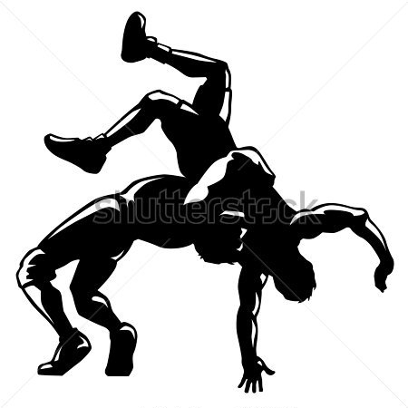 Картина Силуэт двух борцов в схватке 