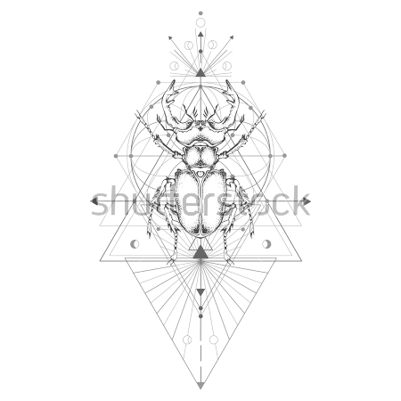 Картина Сложный геометрический коллаж с жуком-оленем  