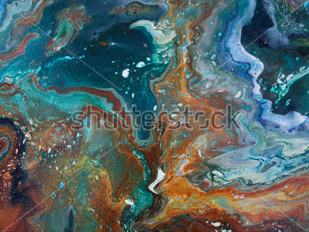 Картина маслом Вид на Землю из космоса - яркое сочетание разноцветных цветовых потоков и пятен  