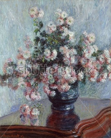 Картина Букет хризантем на столе Моне Клод