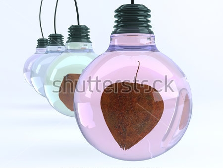 Картина маслом Коллаж с фонариками физалиса внутри лампочек 