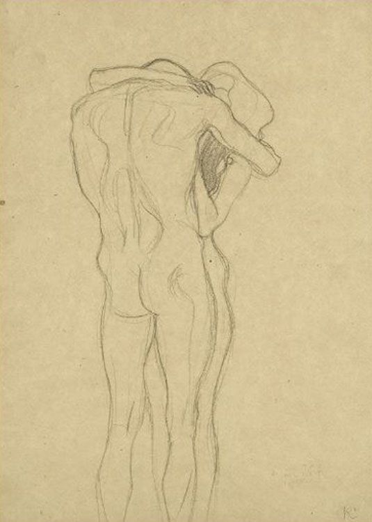 Постер Стоящая голая пара (1901) Климт Густав