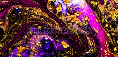 Картина маслом Всплеск пурпурной волны с золотой пеной 