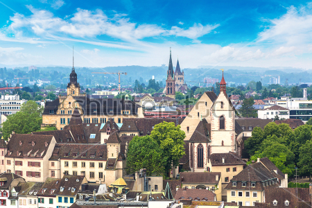 Картина Красивая панорама Базеля в прекрасный летний день 