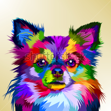 Картина Разноцветная голова собаки породы чихуахуа в стиле поп-арт  