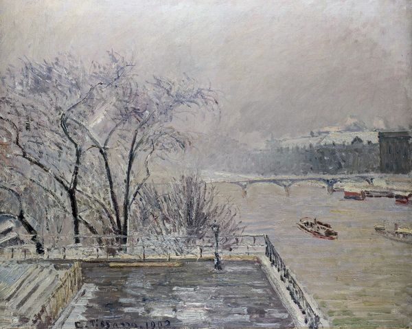 Картина Лувр под снегом Писсарро Камиль