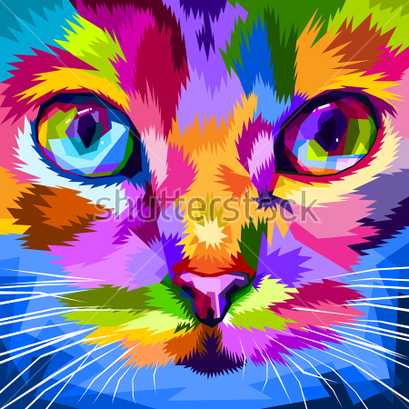 Картина Разноцветное лицо кошки 