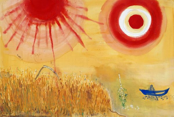 Постер Пшеничное поле в летний день (A Wheatfield on a Summer's Afternoon) Шагал Марк Захарович