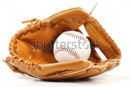 Картина Бейсбольная перчатка с мячом на белом фоне 
