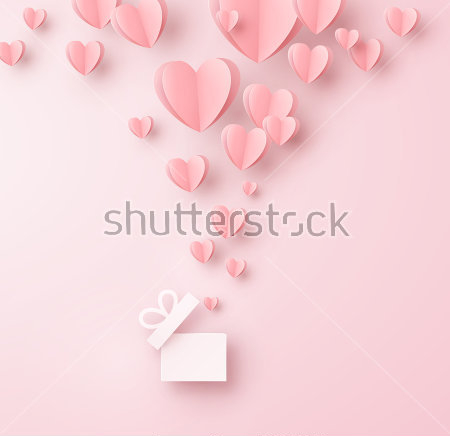 Постер Розовые сердечки вылетают из подарочной коробки  