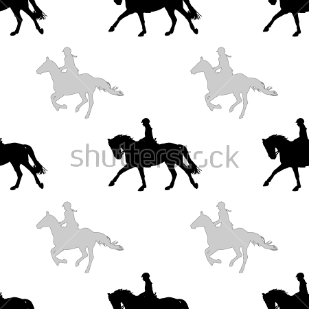 Картина Серые и чёрные силуэты всадниц на лошадях 