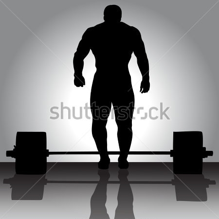 Картина Силуэт штангиста перед штангой с отражением 