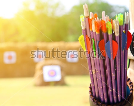 Картина Колчан со стрелами на стрельбище для лучников 