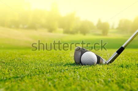 Картина Клюшка и мяч для гольфа на траве 