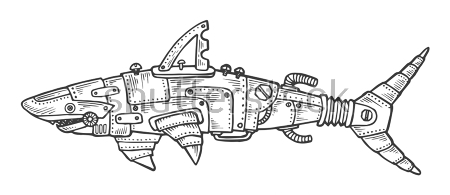 Картина Механическая акула в виде подводной лодки 