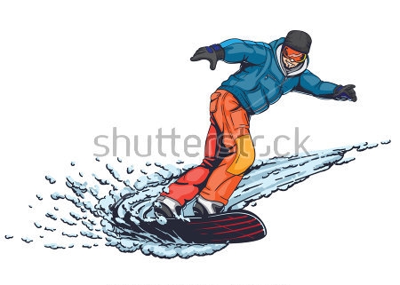 Картина Динамичная иллюстрация спуска сноубордиста  
